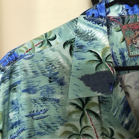Pineapple, connection, light blue aloha, shirt, tropical print SzL - Picture 4 of 8